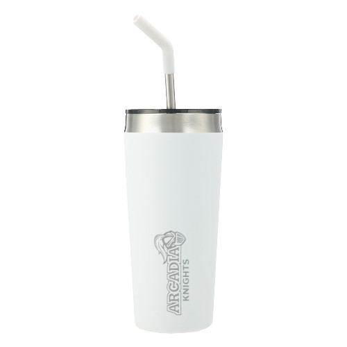  Faye White Vacuum Tumbler w/ Stainless Steel Straw 20 oz - Official Logo Engraved