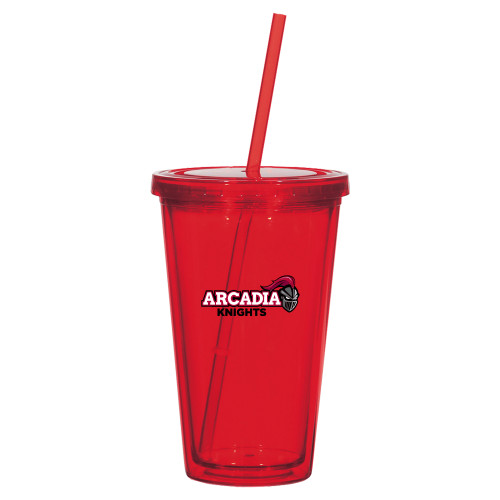  Madison Double Wall Red Tumbler w/Straw 16oz - Official Logo