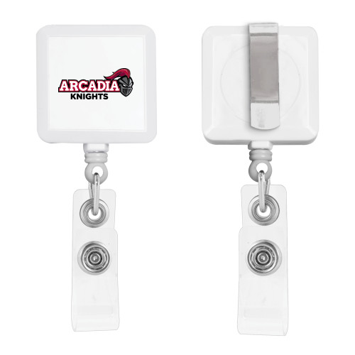  White Square Retractable Badge Holder - Official Logo