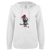 Thumbnail image for  ENZA Womens White V Notch Raw Edge Fleece Hoodie
