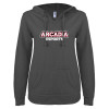 Thumbnail image for  ENZA Womens Dark Heather V Notch Raw Edge Fleece Hoodie