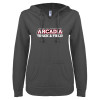 Thumbnail image for  ENZA Womens Dark Heather V Notch Raw Edge Fleece Hoodie