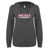 Thumbnail image for  ENZA Womens Dark Heather V Notch Raw Edge Fleece Hoodie