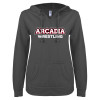 Thumbnail image for  ENZA Womens Dark Heather V Notch Raw Edge Fleece Hoodie