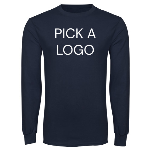 Navy Long Sleeve T-Shirt-Company Logo