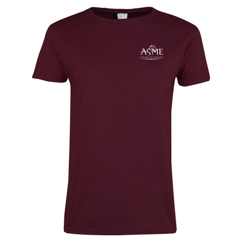 Womens Maroon Short Sleeve Tee-ASME