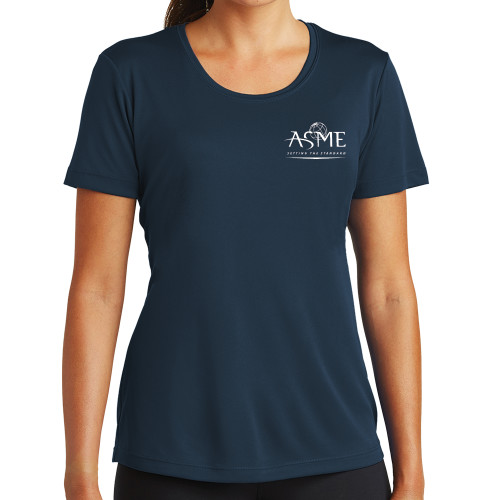Womens Navy Performance Tee-ASME