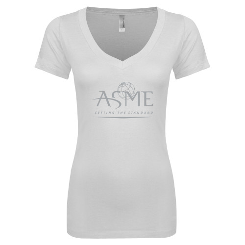 Next Level Womens White Ideal V Tee-ASME