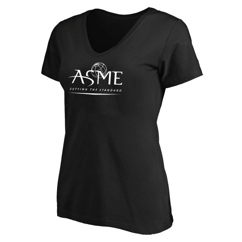 Womens Plus Black V Neck T Shirt-ASME - PLUS