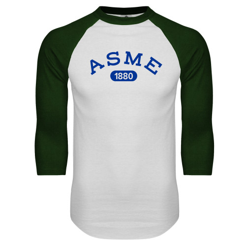 White/Dark Green Raglan Baseball T Shirt-Heritage