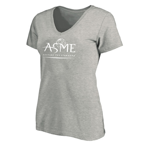 Womens Plus Heather Grey V Neck T Shirt-ASME - PLUS