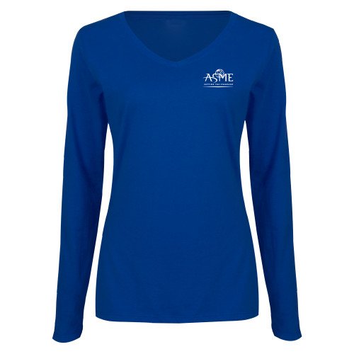 Womens Royal Long Sleeve V Neck Tee -ASME