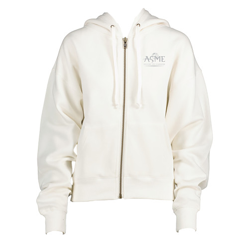 ENZA Womens White Boxy Full Zip Hood-ASME