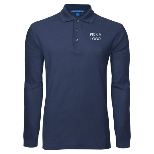  Navy Long Sleeve Polo - ASME - Primary Mark - 1 Color