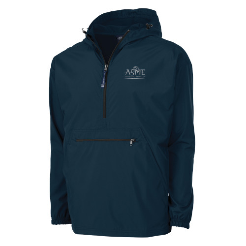 Charles River Navy Pack N Go Pullover Rain Jacket-ASME