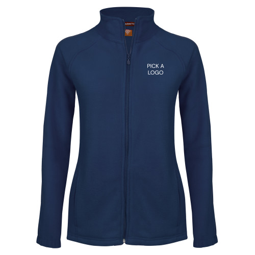  Womens Navy Fleece Full Zip Jacket - Company Logo