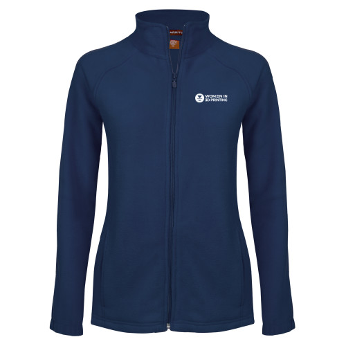 Womens Navy Fleece Full Zip Jacket-Women in 3D Printing