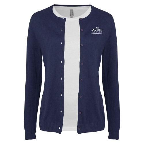 Womens Navy Cardigan Sweater-ASME