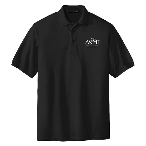 Extended Black Silk Touch Polo-ASME - Primary Mark - 1 Color PLUS