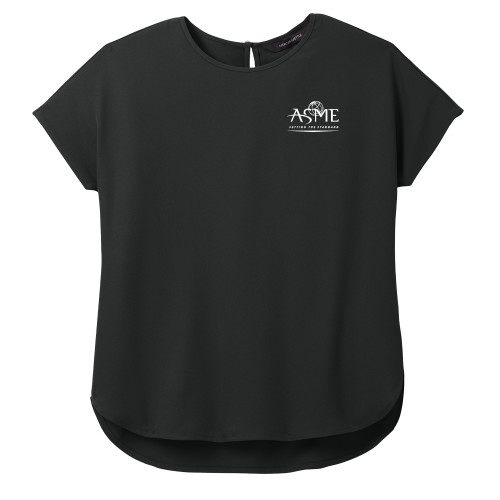 Mercer + Mettle Womens Black Stretch Crepe Crew-ASME