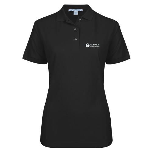 Womens Silk Touch Black Pique Polo-Women in 3D Printing