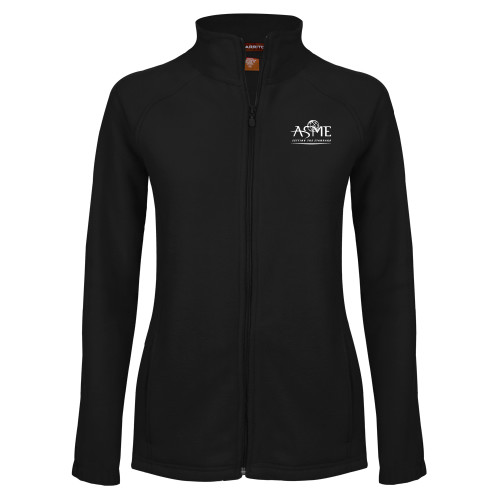 Womens Black Fleece Full Zip Jacket-ASME