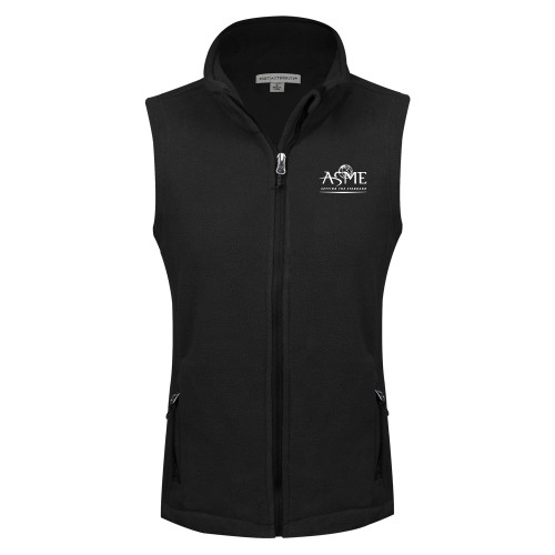Womens Black Fleece Full Zip Vest-ASME