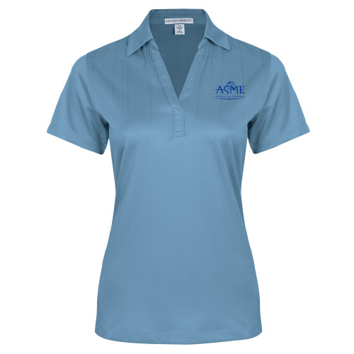 Womens Light Blue Performance Fine Jacquard Polo-ASME