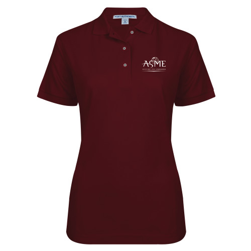 Womens Silk Touch Burgundy Pique Polo-ASME