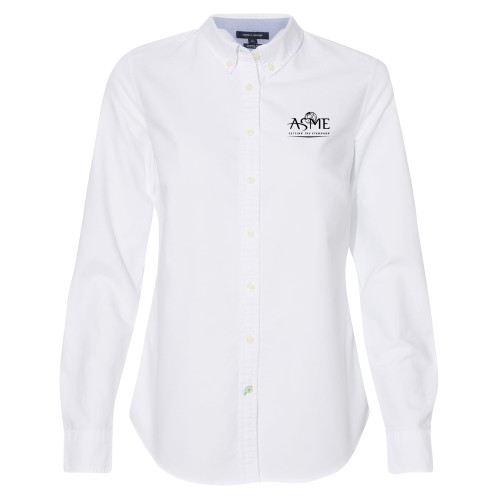 Womens Tommy Hilfiger White Solid Oxford Shirt-ASME