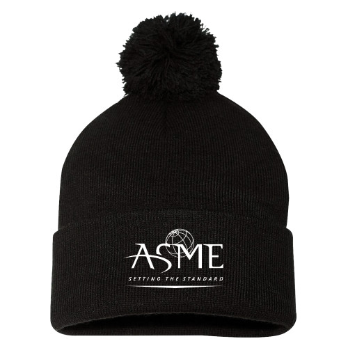 Sportsman Black Pom Pom Cuffed Beanie-ASME