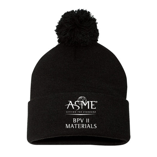 Sportsman Black Pom Pom Cuffed Beanie-BPV II Materials