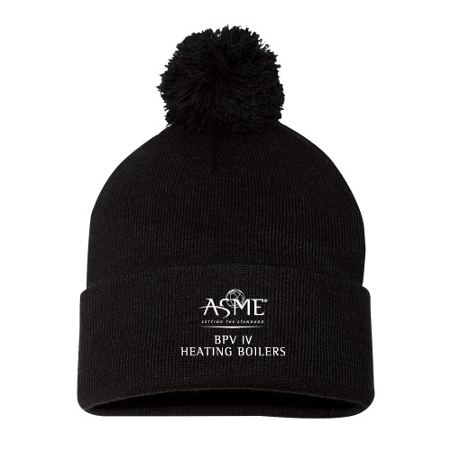 Sportsman Black Pom Pom Cuffed Beanie-BPV IV Heating Boilers