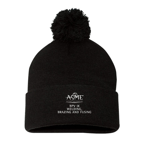 Sportsman Black Pom Pom Cuffed Beanie-BPV IX Welding Brazing and Fusing