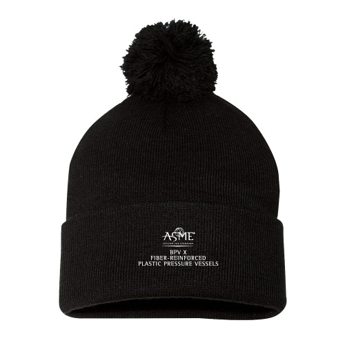 Sportsman Black Pom Pom Cuffed Beanie-BPV X Fiber-Reinforced Plastic Pressure Vessels