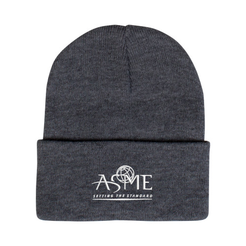 Grey Knit Beanie w/Cuff-ASME