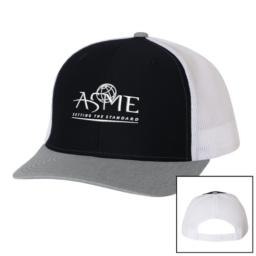 Richardson Black/White/Heather Trucker Hat-ASME