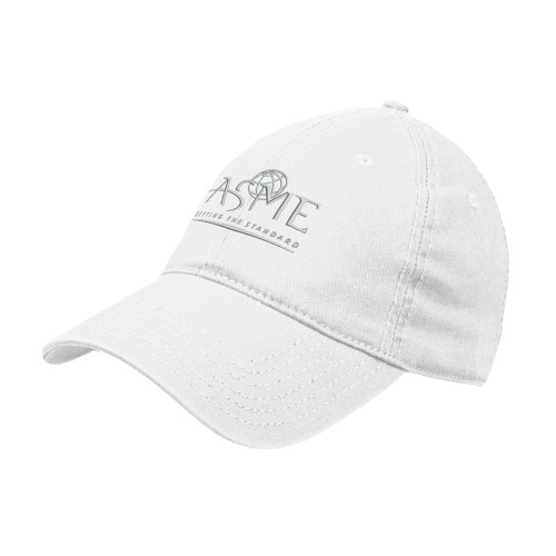 White Unstructured Adjustable Low Profile Hat-ASME