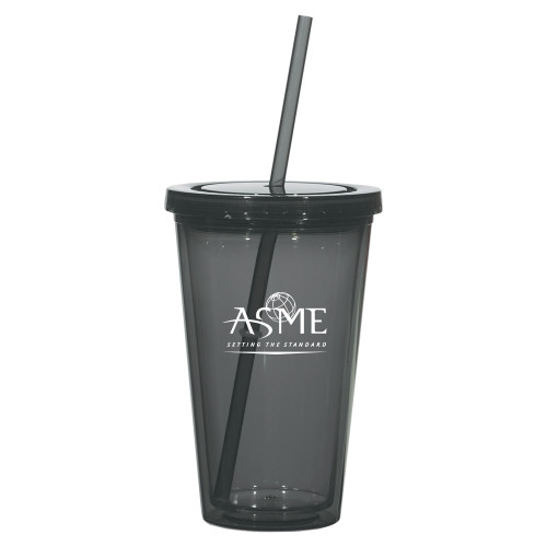Madison Double Wall Charcoal Tumbler w/Straw 16oz-ASME