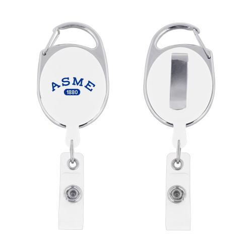 White Oval Retractable Badge Holder w/Clip-Heritage