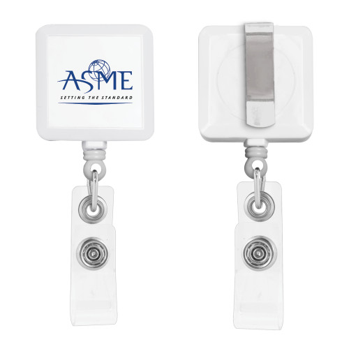 White Square Retractable Badge Holder-ASME