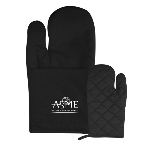 Quilted Canvas Black Oven Mitt-ASME