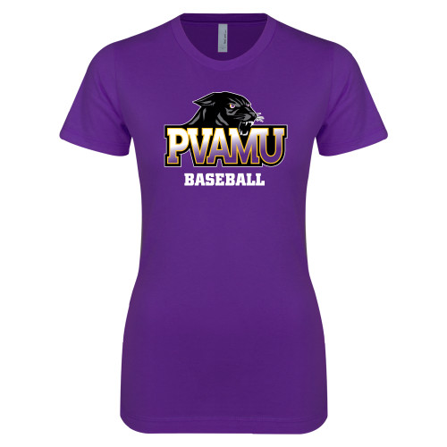  Next Level Womens Purple Boyfriend Tee - Baseball