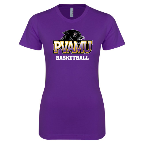  Next Level Womens Purple Boyfriend Tee - Basketball