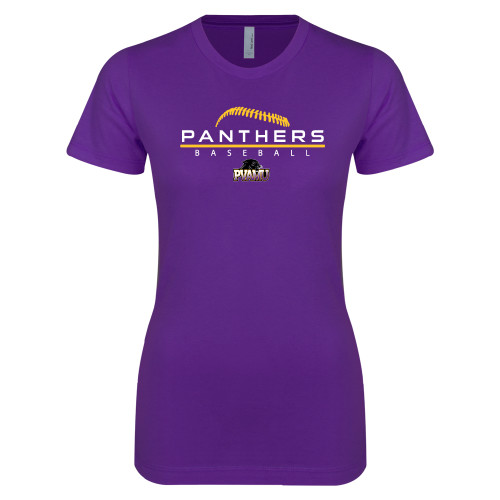  Next Level Womens Purple Boyfriend Tee - Baseball Design
