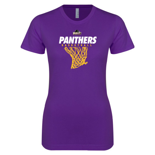  Next Level Womens Purple Boyfriend Tee - Basketball Design