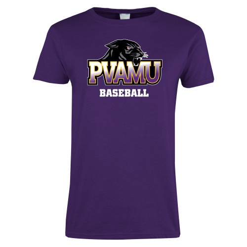  Womens Purple Short Sleeve Tee - Baseball