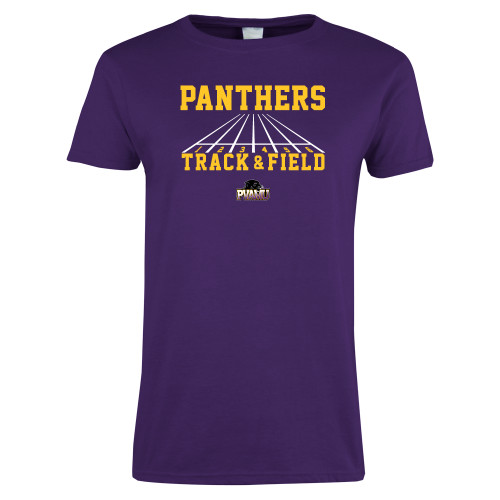  Womens Purple Short Sleeve Tee - Track & Field Design