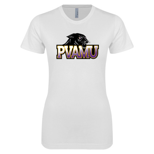  Next Level Womens White Boyfriend Tee - Official Logo
