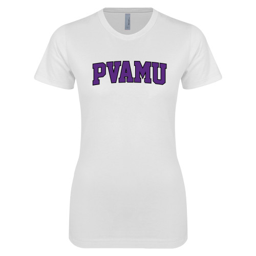  Next Level Womens White Boyfriend Tee - Arched PVAMU